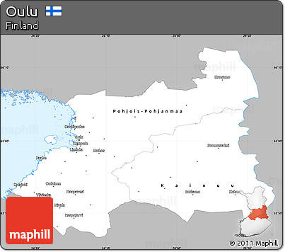Gray Simple Map of Oulu, single color outside