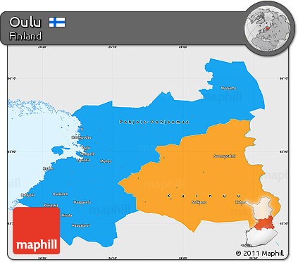 Political Simple Map of Oulu, single color outside