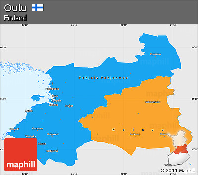 Political Simple Map of Oulu, single color outside