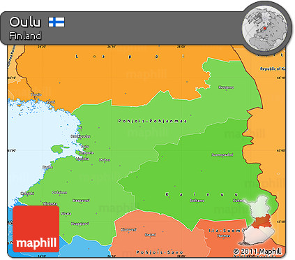 Political Shades Simple Map of Oulu