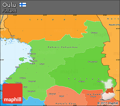 Political Shades Simple Map of Oulu