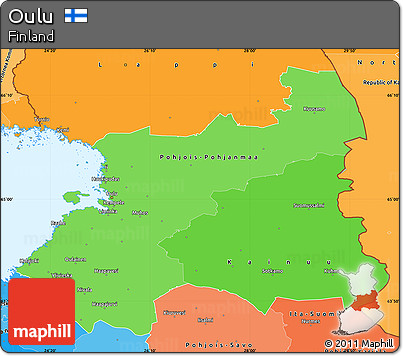 Political Shades Simple Map of Oulu