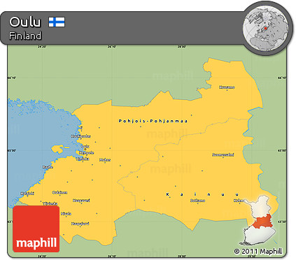 Savanna Style Simple Map of Oulu, single color outside