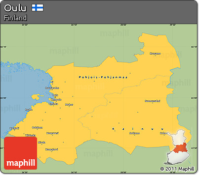 Savanna Style Simple Map of Oulu, single color outside
