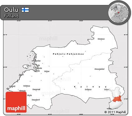 Silver Style Simple Map of Oulu, cropped outside