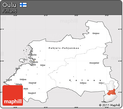 Silver Style Simple Map of Oulu, cropped outside