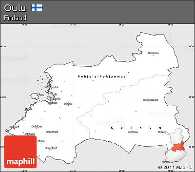 Silver Style Simple Map of Oulu, cropped outside