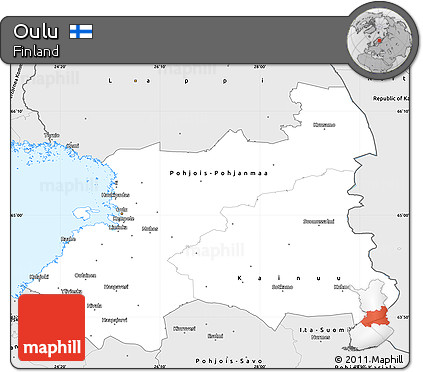 Silver Style Simple Map of Oulu