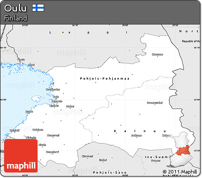 Silver Style Simple Map of Oulu