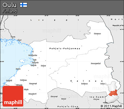 Silver Style Simple Map of Oulu