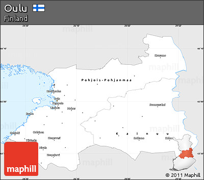 Silver Style Simple Map of Oulu, single color outside