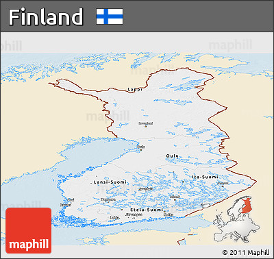 Classic Style Panoramic Map of Finland, single color outside