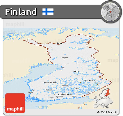 Classic Style Panoramic Map of Finland, single color outside