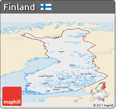 Classic Style Panoramic Map of Finland, single color outside
