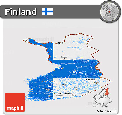 Flag Panoramic Map of Finland, flag centered