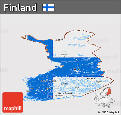 Flag Panoramic Map of Finland, flag centered