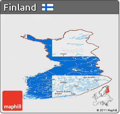 Flag Panoramic Map of Finland, flag centered