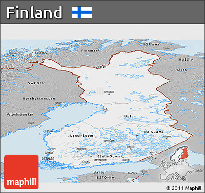 Gray Panoramic Map of Finland