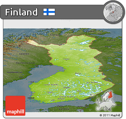 Physical Panoramic Map of Finland, darken