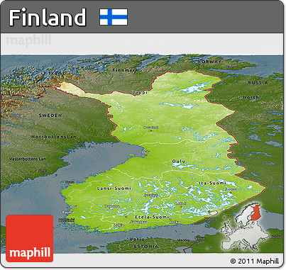 Physical Panoramic Map of Finland, darken
