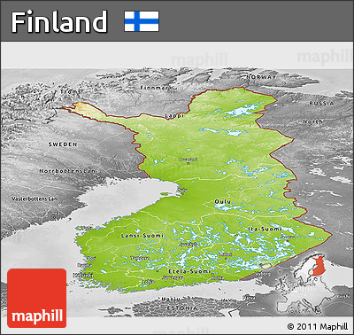 Physical Panoramic Map of Finland, desaturated