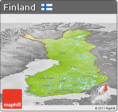 Physical Panoramic Map of Finland, desaturated