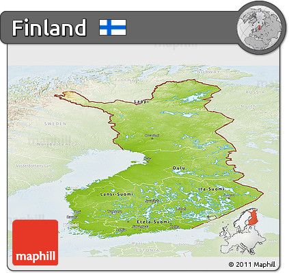 Physical Panoramic Map of Finland, lighten