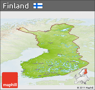Physical Panoramic Map of Finland, lighten