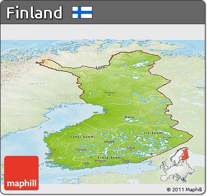Physical Panoramic Map of Finland, lighten, land only