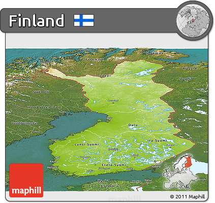 Physical Panoramic Map of Finland, satellite outside
