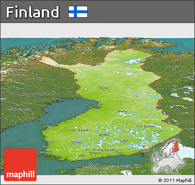 Physical Panoramic Map of Finland, satellite outside
