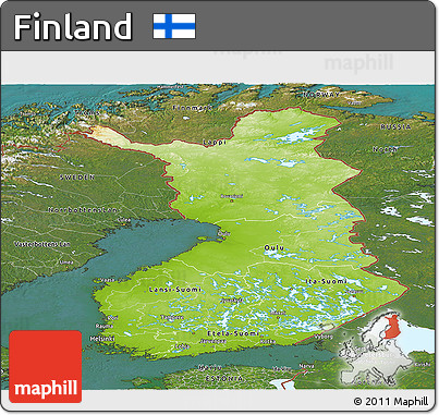 Physical Panoramic Map of Finland, satellite outside
