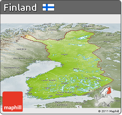 Physical Panoramic Map of Finland, semi-desaturated