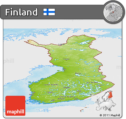 Physical Panoramic Map of Finland, single color outside