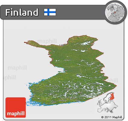 Satellite Panoramic Map of Finland, cropped outside
