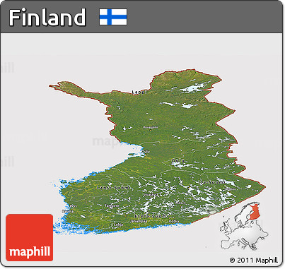 Satellite Panoramic Map of Finland, cropped outside