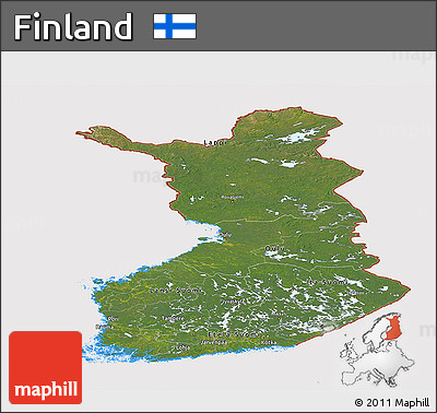 Satellite Panoramic Map of Finland, cropped outside
