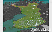 Satellite Panoramic Map of Finland, darken, desaturated, land only