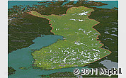 Satellite Panoramic Map of Finland, darken, land only