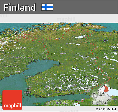 Satellite Panoramic Map of Finland
