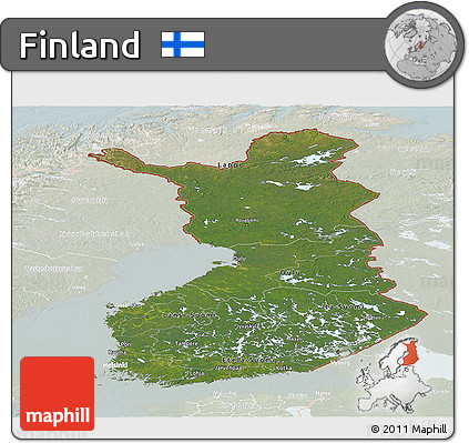 Satellite Panoramic Map of Finland, lighten