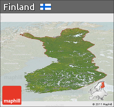 Satellite Panoramic Map of Finland, lighten