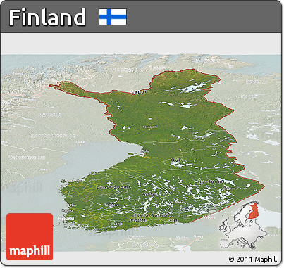 Satellite Panoramic Map of Finland, lighten