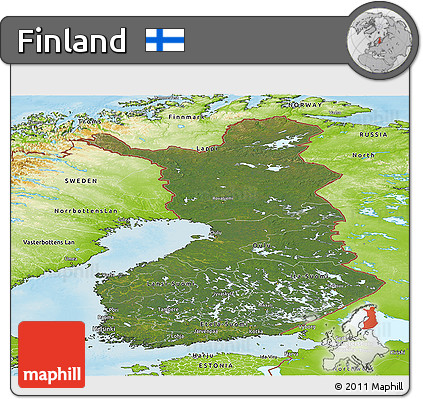 Satellite Panoramic Map of Finland, physical outside