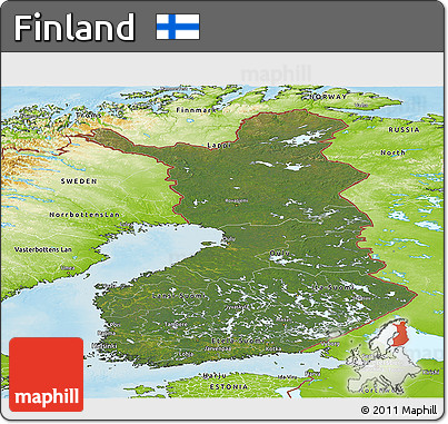 Satellite Panoramic Map of Finland, physical outside