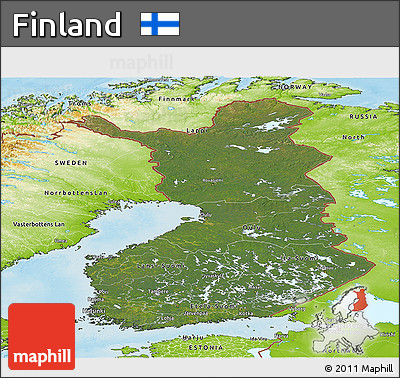 Satellite Panoramic Map of Finland, physical outside