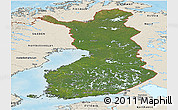 Satellite Panoramic Map of Finland, shaded relief outside