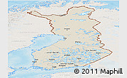 Shaded Relief Panoramic Map of Finland, lighten, land only