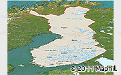 Shaded Relief Panoramic Map of Finland, satellite outside
