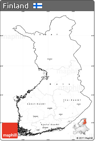 Blank Simple Map of Finland, cropped outside